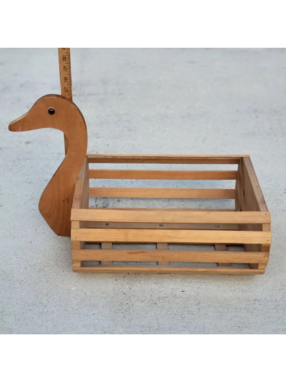 Vintage Wooden Slat Duck Goose Planter Basket